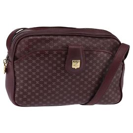 Céline CELINE Macadam Canvas Schultertasche Bordeaux Gold Auth BA6206