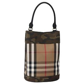 Sac fourre-tout en toile Nova Check Burberry Beige Or Auth 143198