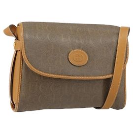Borsa a Spalla GUCCI in Tela Pelle Beige Oro 001 14 0712 Auth th6380