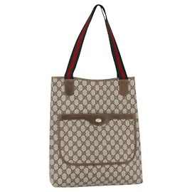 Borsa tote in PVC beige GG Supreme Web Sherry Line di GUCCI 37 02 2140 Auth ep11172