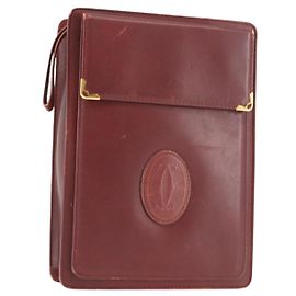 Borsa clutch in pelle bordeaux Must Line di CARTIER Auth BA6812