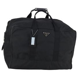 Bolsa Boston PRADA em nylon preto prata autêntica 135305