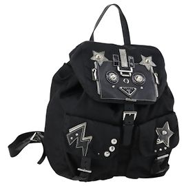 PRADA Backpack Nylon Black Silver Auth 153760 Silvery ref  display picture 2