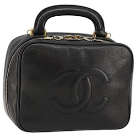Pochette Vanity CHANEL COCO Mark in Pelle Caviar Nera Oro CC Auth bs29781 - Chanel