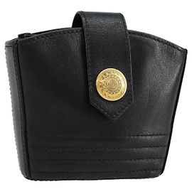 SAINT LAURENT Coin Purse Leather Black Auth am9233