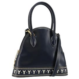 Borsa a mano in pelle Y Motif SAINT LAURENT 2 in 1 Blu Navy Oro Auth sw1605