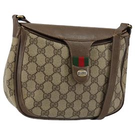 Bolso de hombro GUCCI GG Supreme Web Sherry Line de cuero PVC beige y rojo Auth 145477