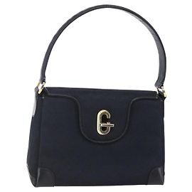 Borsa a Spalla GG Canvas Gucci Nera Oro Auth 147856