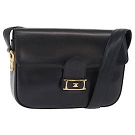 Céline Borsa a Spalla CELINE in Pelle Vintage Blu Navy Oro Auth 149702