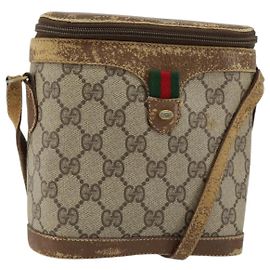 Bolsa Gucci GG Supreme Web Sherry Line em PVC bege e dourado 904 02 070 Auth 152352