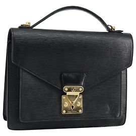 LOUIS VUITTON Borsa a Mano Epi Monceau 28 Nera M52122 LV Auth bs30382