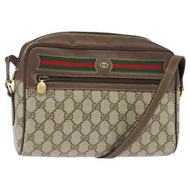 Borsa Sherry Line GG Supreme Web di GUCCI in PVC beige e oro 001 113 6472 Auth 150723