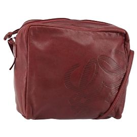 LOEWE Borsa a Spalla Anagram Pelle Bordeaux Auth 148431