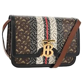 Borsa a Spalla Monogramma TB BURBERRY PVC Oro Marrone 8031708 Auth 153622SM