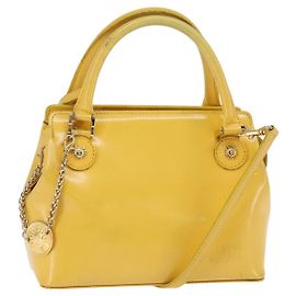 Borsa a mano Gianni Versace in pelle 2 in 1 giallo oro Auth th6323