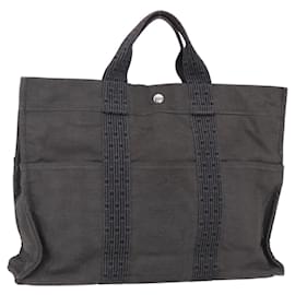 Hermès HERMES Bolso de Mano Her Line MM en Lona Gris Auth 148658
