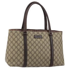 Gucci Borsa Tote GG Supreme in PVC beige argento 114595 Auth ep12164