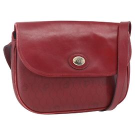 Borsa a spalla in tela a nido d'ape PVC rossa e oro Auth BA8404 Christian Dior