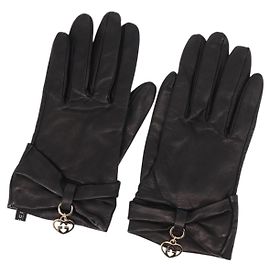 GUCCI LOVELY HANDSCHUHE AUS SCHWARZEM LEDER AUTHENTISCH BA7287V