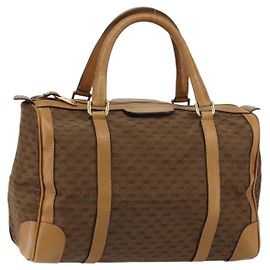 Gucci Borsa Boston Micro GG in tela beige e oro Auth ep11245
