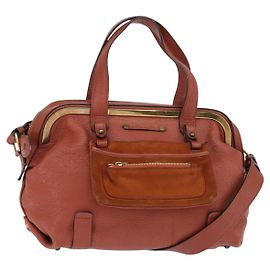 Chloé Chloe Handtasche Leder 2-in-1 Orange Gold Auth BA7366
