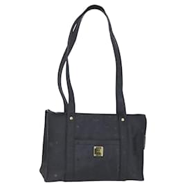 Borsa a spalla MCM Vicetos Logogram PVC Nero Oro Auth BA7690