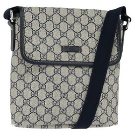 Gucci Bolsa de Ombro GG Supreme PVC Marinho Prata 223666 Auth 150039