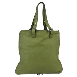 Autre Marque Bottega Veneta Intrecciato Schultertasche aus Leder Grün Auth bs30446