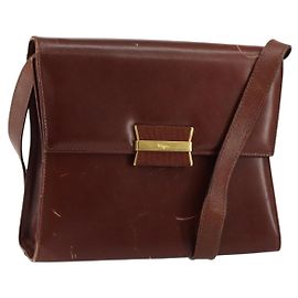 Schultertasche Salvatore Ferragamo aus Leder Braun Gold Auth BA8006