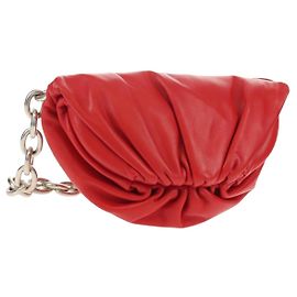 Autre Marque BOTTEGA VENETA Borsa a Spalla con Catena Pelle Rossa Argento Auth BA7679V