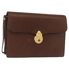 Borsa a mano in pelle marrone dorato BURBERRY Auth ep11492