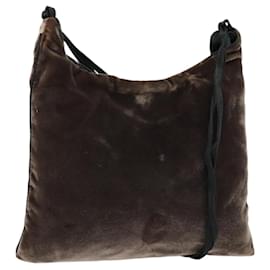 Borsa a Spalla PRADA Velluto Marrone Auth am9681