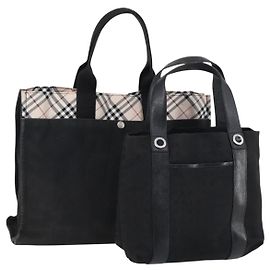 Bulgari Borsa Tote BVLGARI Burberry Nova Check in nylon e tela 2 pezzi nero beige Auth 152213