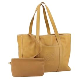 LOEWE Borsa Tote Anagram Pelle Beige Oro Auth 149645