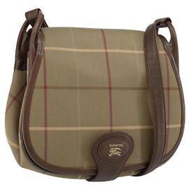 Autre Marque Burberrys Nova Check Schultertasche aus Canvas Beige Gold Auth th6370
