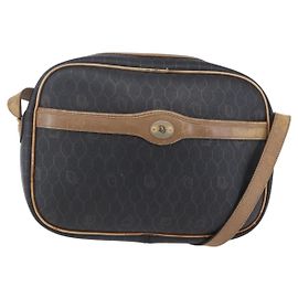 Borsa a spalla in tela a nido d'ape Christian Dior in pelle PVC nera Auth BA6821