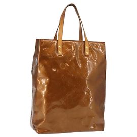 LOUIS VUITTON Monogram Vernis Reade MM Bolso de Mano Bronce M91143 LV Auth 147200
