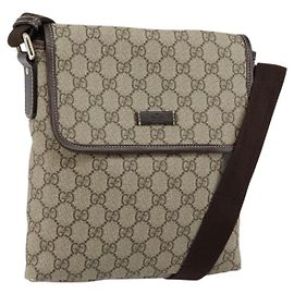 Gucci Bolso de Hombro GG Supreme de PVC Cuero Beige 223666 Auth ep11388