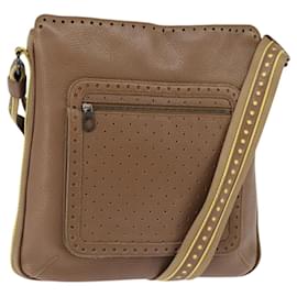 Bottega Veneta Schultertasche aus braunem, gelochtem Leder mit Gold Auth bs30220 - Autre Marque