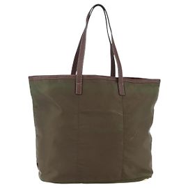 Borsa Tote PRADA in nylon khaki oro Auth ep11268