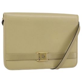 Borsa a Spalla Christian Dior in Pelle Beige Oro Auth BA7996