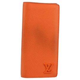 LOUIS VUITTON Aerogram Cartera Braza Monedero Largo Naranja M81153 Auth BA6692