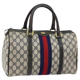 Borsa Boston in PVC GG Supreme Sherry Line di GUCCI Navy Gold 012 3842 33 39 Auth 147940