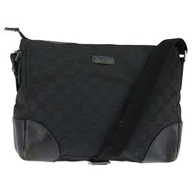Borsa a Spalla GG Canvas Gucci Nera Argento 114273 Auth 147943
