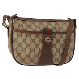 Borsa Sherry Line GG Supreme Web di GUCCI in PVC beige e oro 89 02 032 Auth 146615