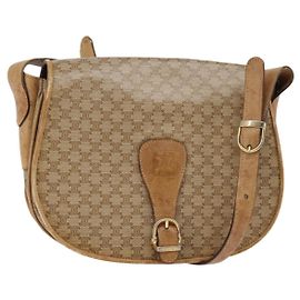 Céline Borsa a Spalla in Tela Macadam CELINE PVC Beige Oro Auth 146716