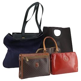 Céline Borsa a mano CELINE in tela nylon PVC 6 pezzi marrone blu navy verde Auth bs29710