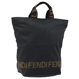Borsa a mano FENDI in nylon nero e oro Auth ep11468