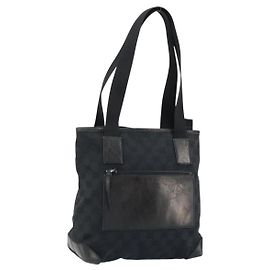 Bolsa Tote GG Canvas Gucci Preta 019 0402 Auth yk19746