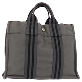 Hermès HERMES Borsa Fourre Tout PM Tela Grigia Argento Auth 144332
